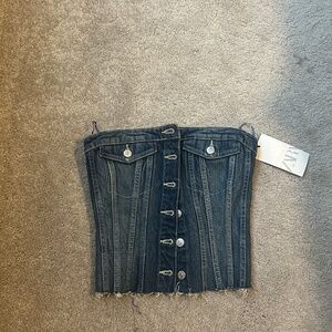 Zara denim corset NWT!